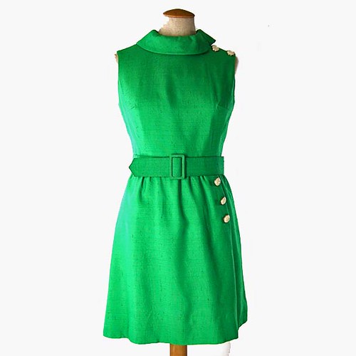 VINTAGE 1960's Sleeveless Green Summer Dress
