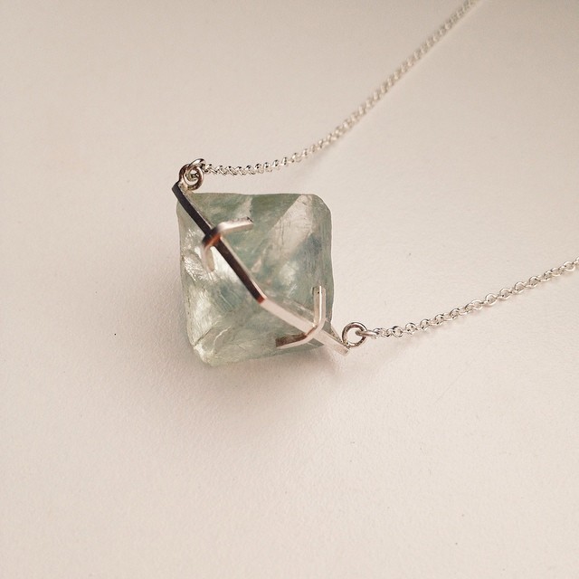 Back in stock, 'Nature's Play.' A uniquely beautiful uncut octahedral Fluorite in a handmade sterling silver eight claw setting on a solid sterling silver cable link chain. :) #naturesplay #handmadejewellery #rocknerd #fluorite #instasmithy #instajewelryg
