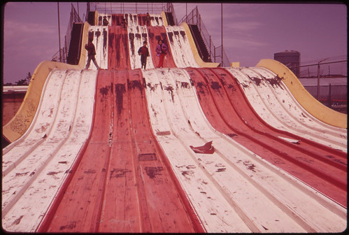 Abandoned "Giant Slide" at Coney Island Marks Decline of Area's Recreational Use 05/1973