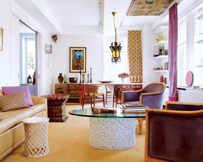 Living Room on Colorful   Eclectic  Beautiful Global Chic Living Room  From Elle