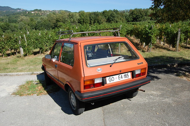 Another pic of the Yugo Koral 45 in the parking of the Dobrovo wine factory