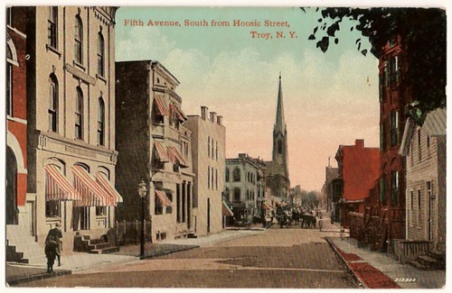 Old Vintage Postcard showing Fifth Avenue, South from Hoosic Street, Troy, New York