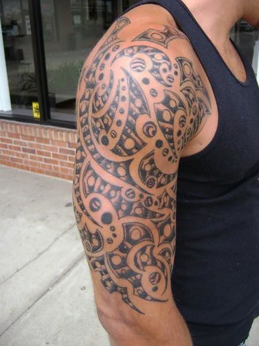 tribal sleeve tattoo 1 Justin at Kats Like Us Tattoos