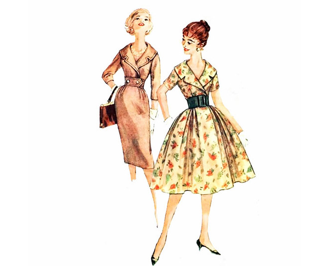 Vintage 1950's rockabilly dress sewing pattern, Simplicity 3068