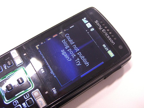 Could not publish blog post. Try again? - Sony Ericsson K850i