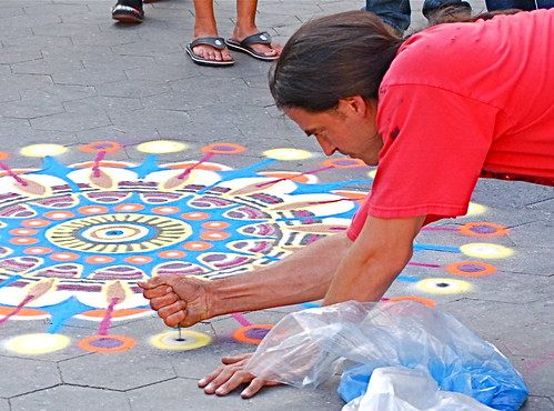 Joe Mangrum's sand painting, Union Square, New York City