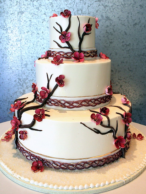 Wedding cake for a couple who wanted to combine Celtic and Asian designs