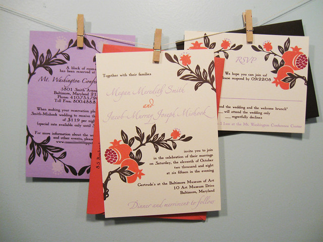 Megan Jacob 39s pomegranate wedding invitations