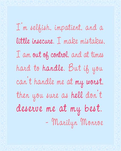 At My Best Marilyn Monroe Quote in Pink on Light Blue