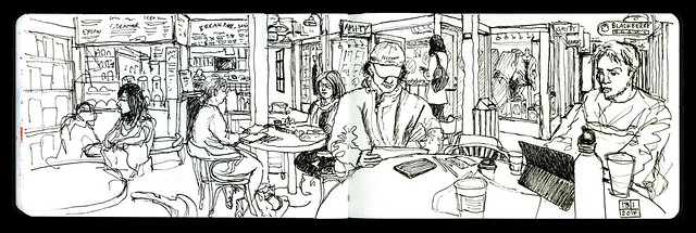A Vancouver Urban Sketchers meetup on Granville Island