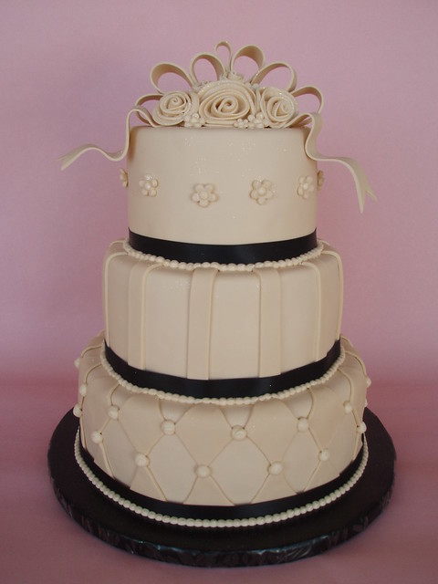 Ivory Black Wedding Cake A simple twist in color of my most popular 