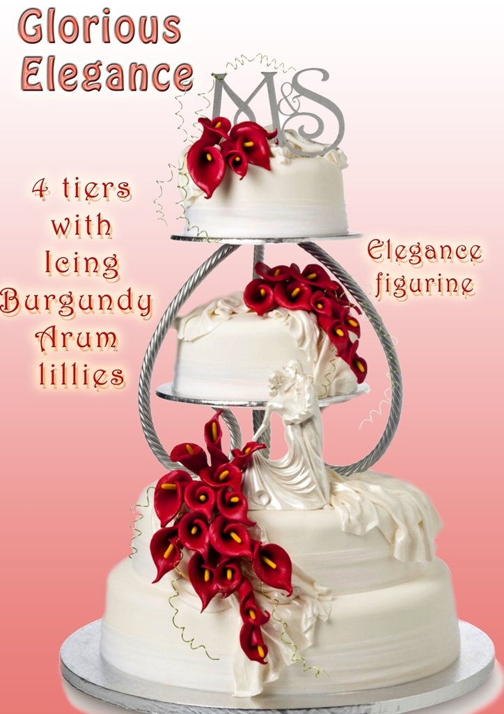 GLORIOUS ELEGANCE RED ARUM LILY WEDDING CAKE go back