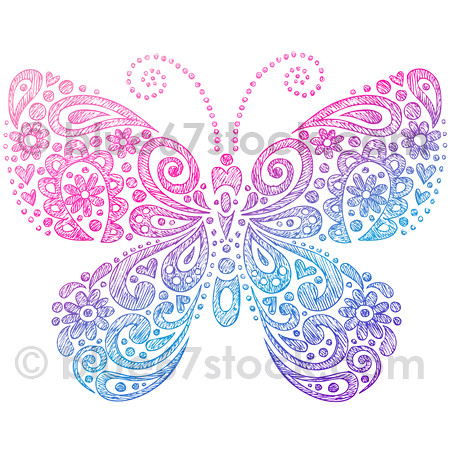 Henna Tattoo Yahoo on Hand Drawn Sketchy Paisley Henna Butterfly Notebook Doodle Vector
