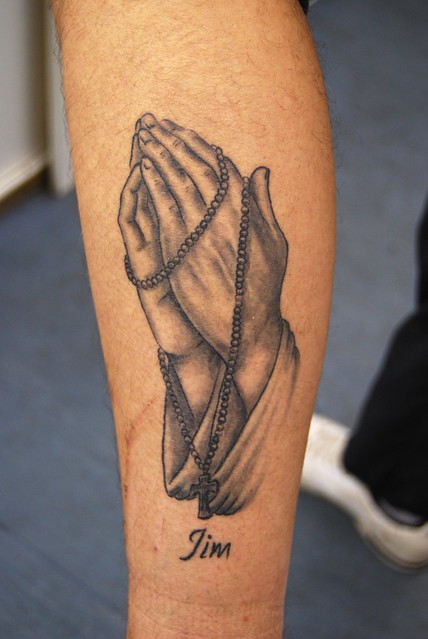praying hands tattoo healed Tattooed by Johnny at The Tattoo Studio
