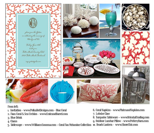 Baby Shower Idea Board Coral Turquoise