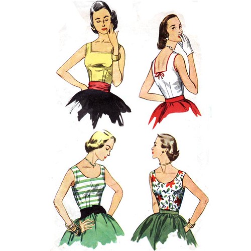 Vintage 1950's sleeveless summer tops sewing pattern