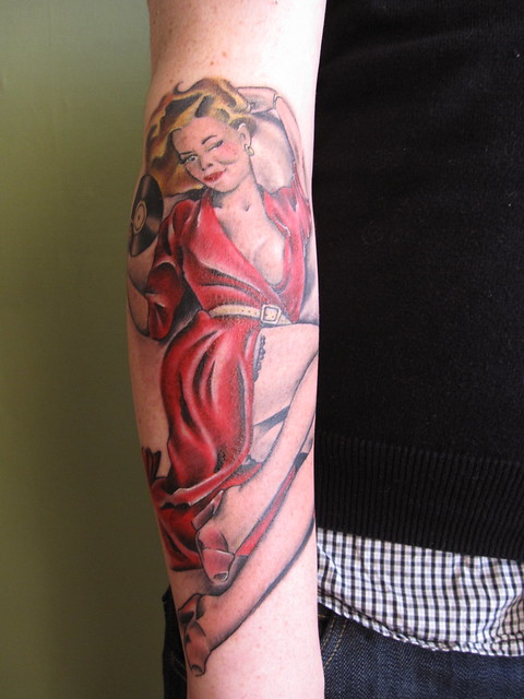 Pinup tattoo The pinup girl was completed in almost five grueling hours