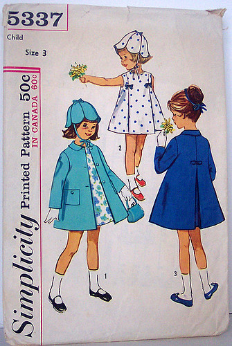 Simplicity 5337 Vintage 60's Sewing Pattern Girls Dress, Coat and Matching Hat Size 3