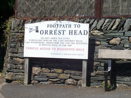 Windermere - sign to Orrest Head viewpoint