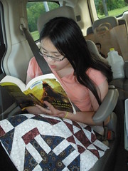 Sophia Reading in Loaner Minivan
