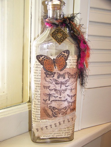Vintage Apothecary Bottle Collage Butterflies