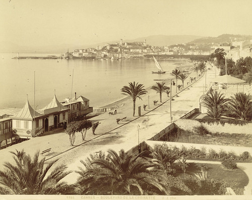 Vintage illustration of seaside town.