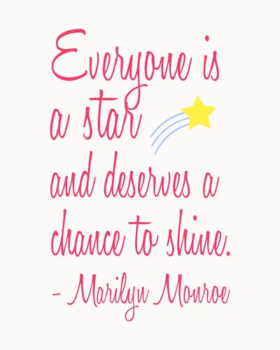 Everyone is a Star Marilyn Monroe Quote in Pink