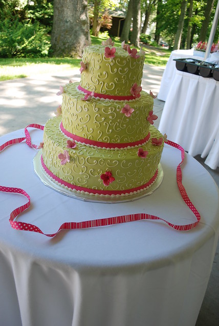 pink and lime wedding cake by cakeguru
