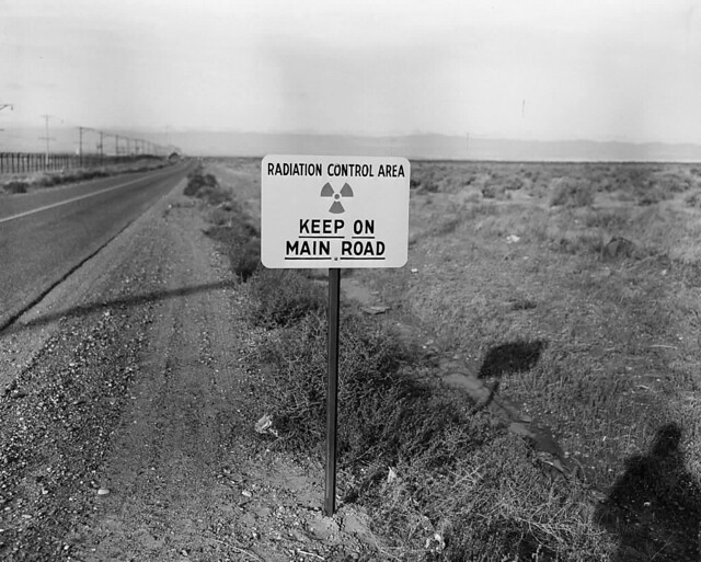 1954 RADIATION ROAD SIGN