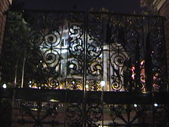3Dr, Haunted Mansion, through closed gate, New Orleans Square, Disneyland®, Anaheim, California, 2009.05.20 21:05