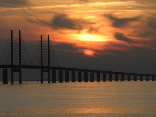 sunset at the oresund bridge