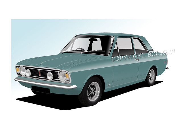 This is my illustration of a Ford Cortina Mk2 GT
