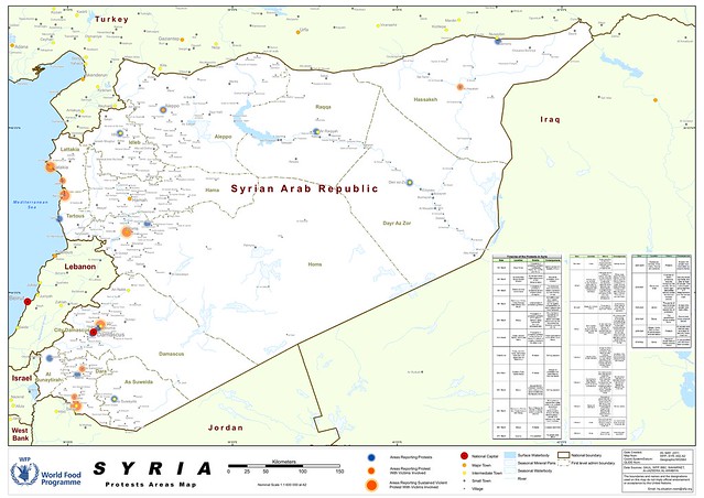 Syria Protests Areas Map