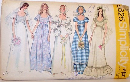 Wedding Dress Designer Games on Sewing Pattern Wedding Prom Formal Dress Empire Waist And Puff Sleeves