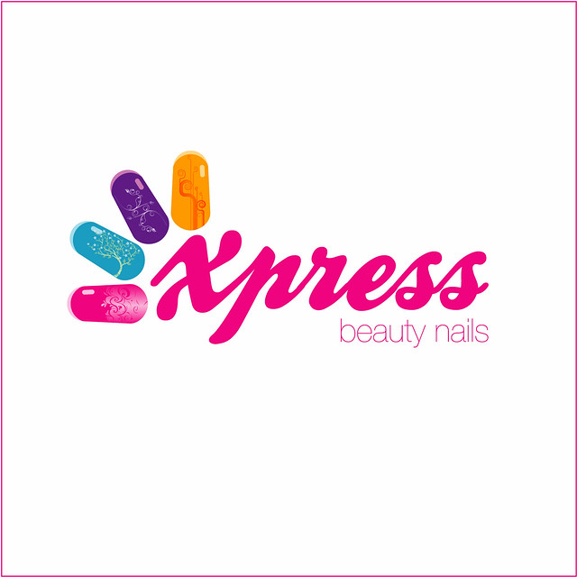 Logo: Xpress beauty nails. Aplicación de logo. Isla para centro comercial: