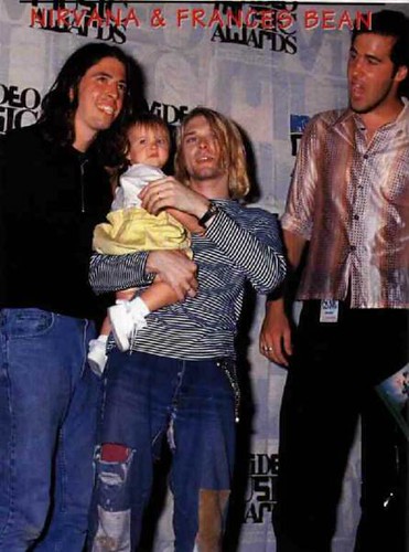 Photos of Frances Bean Cobain with her father Kurt Cobain of Nirvana fame