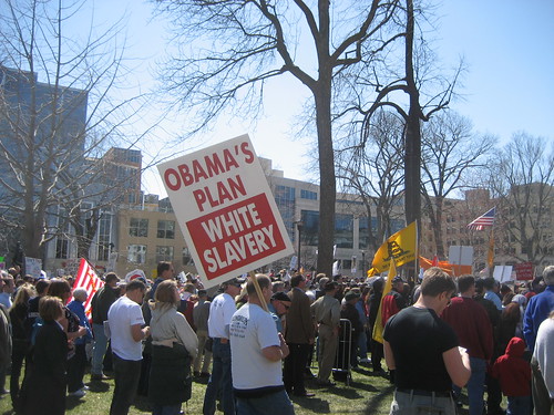 Signs of Madison's Tea Party: "Obama's Plan White Slavery"