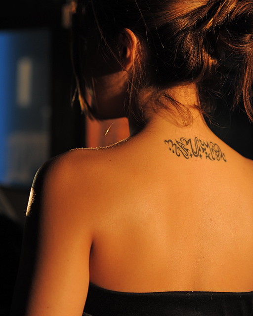 Her Tattoo Is Her Name In Old Latin Script
