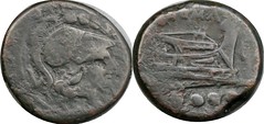97/4 Luceria L Triens. Roman mint. oooo / L / Minerva; Prow, vertical stem / L / oooo. ACM#03143-23, 22g99