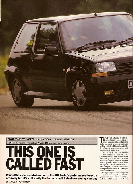 Renault 5 GT Turbo Test 1987 1 The vehicle details for D509 DLP are