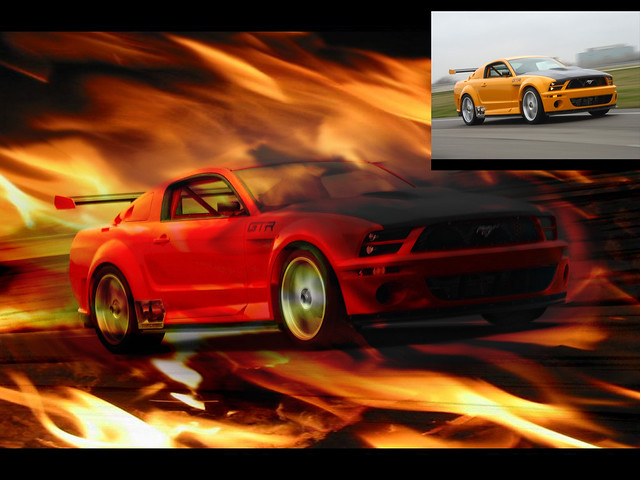 Ford Mustang GTR Red with Fire 