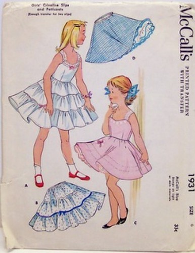 Vintage McCalls Pattern 1931 Crinoline Slips and Petticoat 50's Size 6, Breast 24, Waist 22