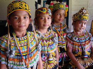 Young Dayak Kenyah girls