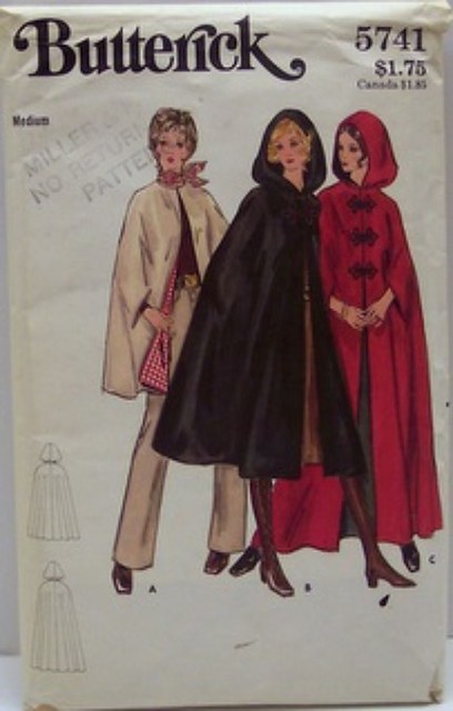 Vintage Butterick Pattern 5741 Womens Small Size 8 10 Cape in Three Lengths Bust 31.5 to 32.5 Full Waist and Hip