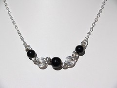 Onyx double spiral necklace