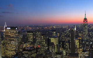 Skyline, New York City, New York from Rockefeller Center at night