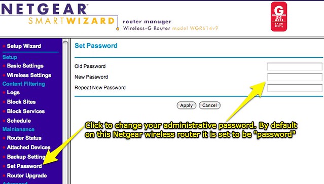 how to change wireless password netgear router