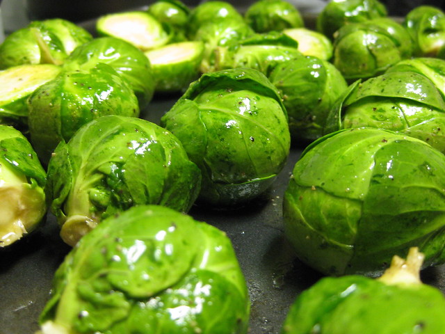 Brussels sprouts before roasting