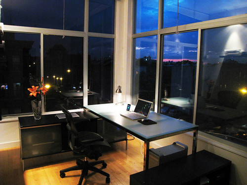 Brooklyn Home Office, Minimized, At Night