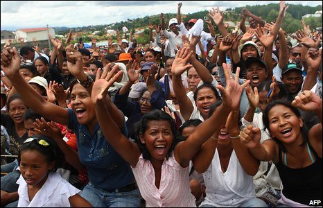 Madagascar supporters of President Marc Ravalomanana who was overthrown by the opposition and the military. The African Union has condemned the actions of the opposition and the military as a "coup." by Pan-African News Wire File Photos